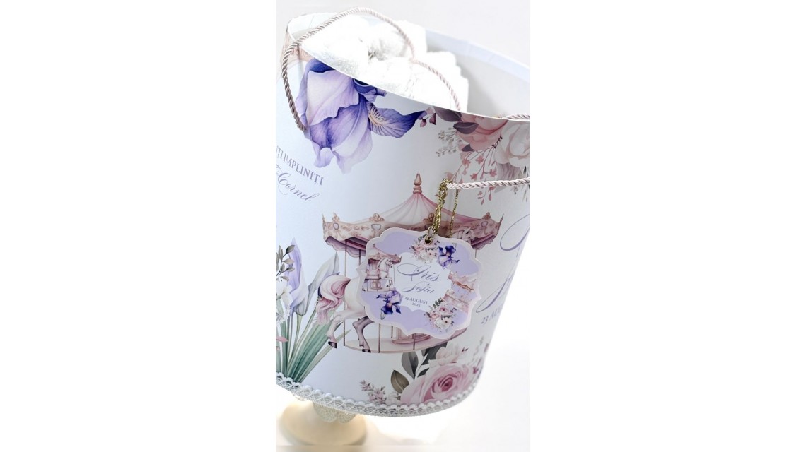 Trusou botez cu carusel și flori de iris în lila și roz prăfuit – „Caruselul Magic” 18